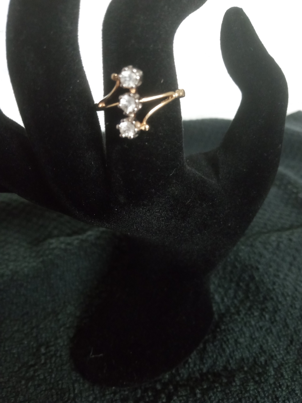 Vintage Gold-Tone (14K GE) Triple Stone Women's Dinner Ring